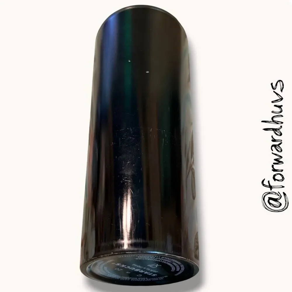 Starbucks 2020 Dark Green Black Gradient Tumbler Damaged Straw 24 oz
